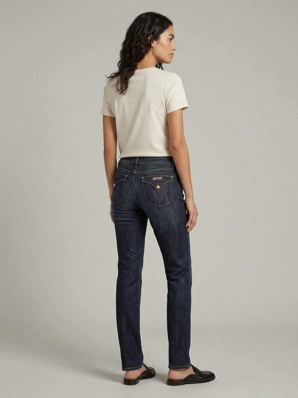 Hudson Jeans Collin Flap Pocket Straight Leg in Dark Wash Mid Rise 31 Tall Long